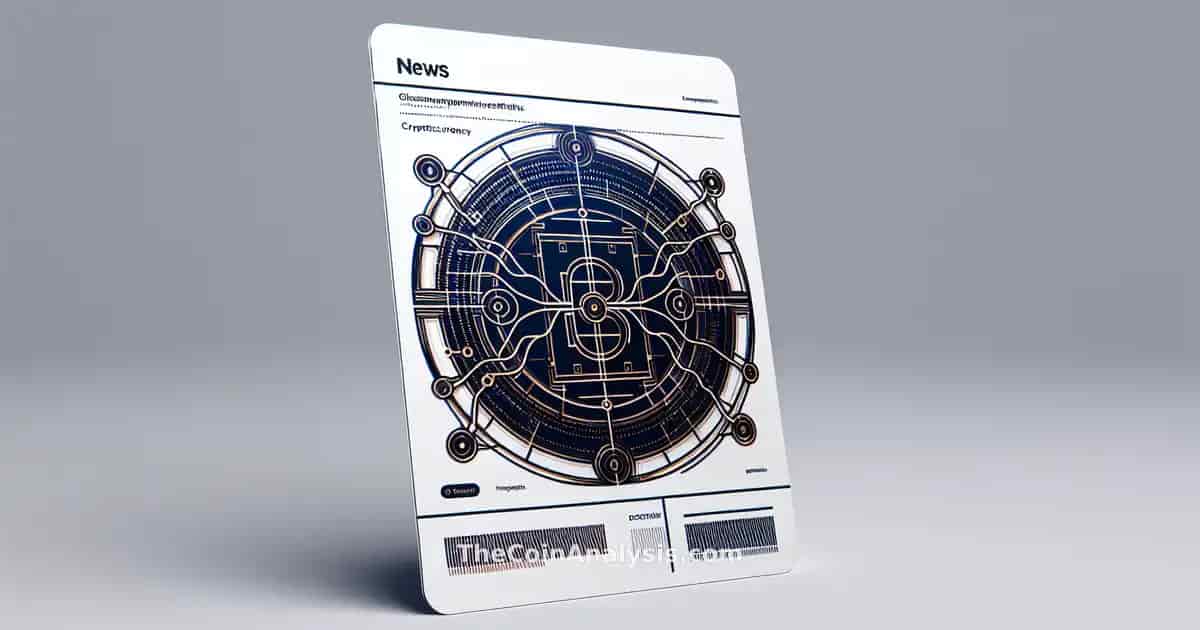Glassmorphism card with abstract crypto icons, digital vault, and network lines symbolizing DeFi security and collaboration
