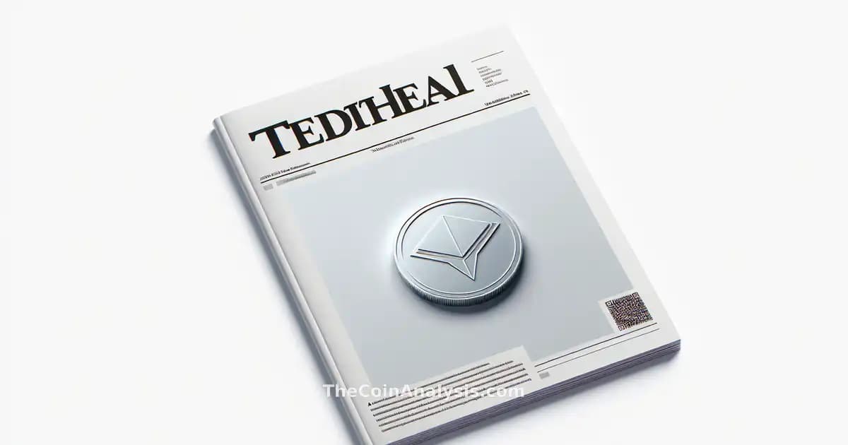 Stylized Tether coin overlapped by translucent auditor’s stamp on white minimalist background.