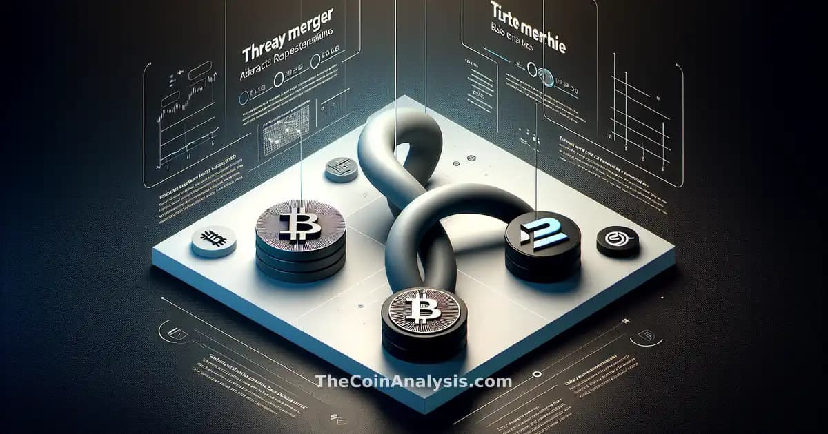 Infographic showing interconnected logos of Tether, Twenty One Capital, and Bitcoin merging into a unified symbol.