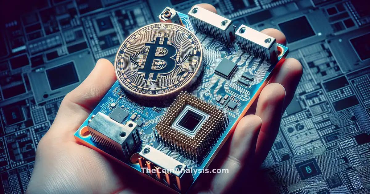 Bitcoin en premier plan avec circuits quantiques lumineux en arrière-plan illustrant la menace quantique.