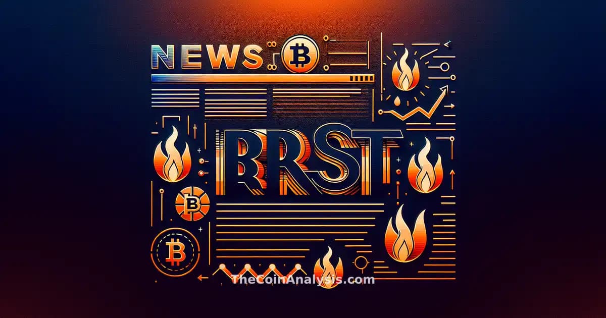 Bold headline with modern typography, abstract cryptocurrency symbols, and subtle flames against dark background.