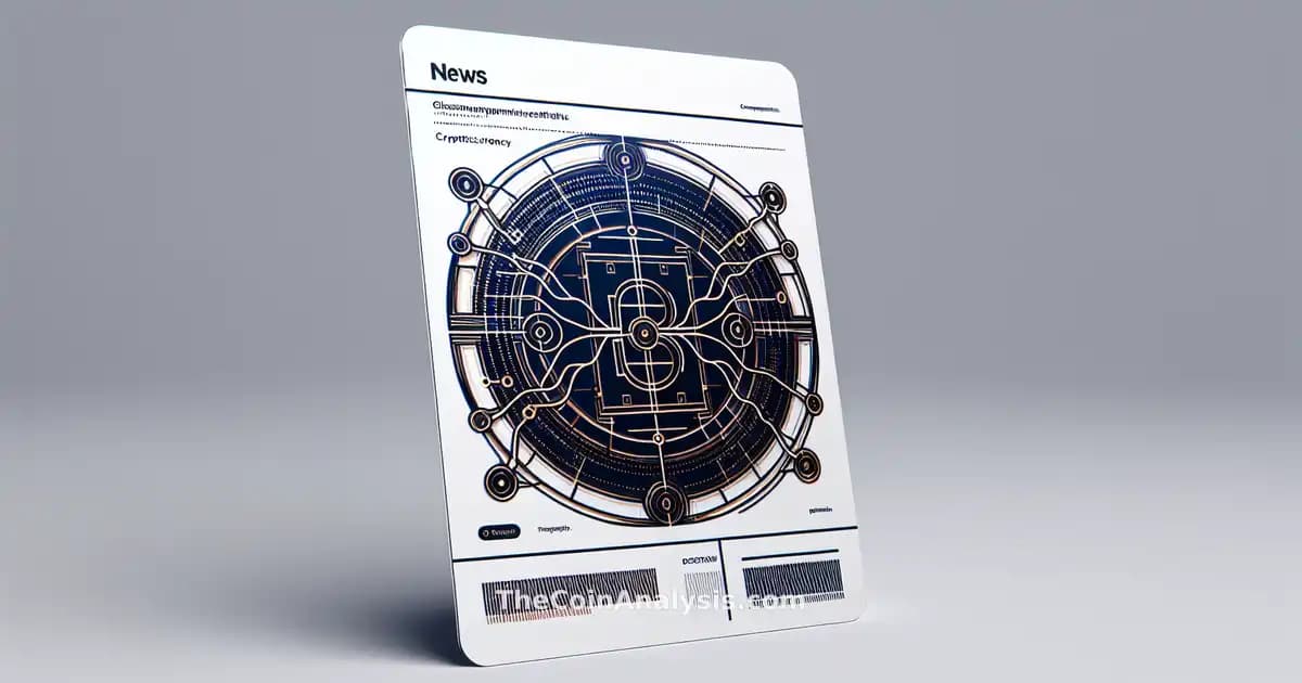 Glassmorphism card with abstract crypto icons, digital vault, and network lines symbolizing DeFi security and collaboration