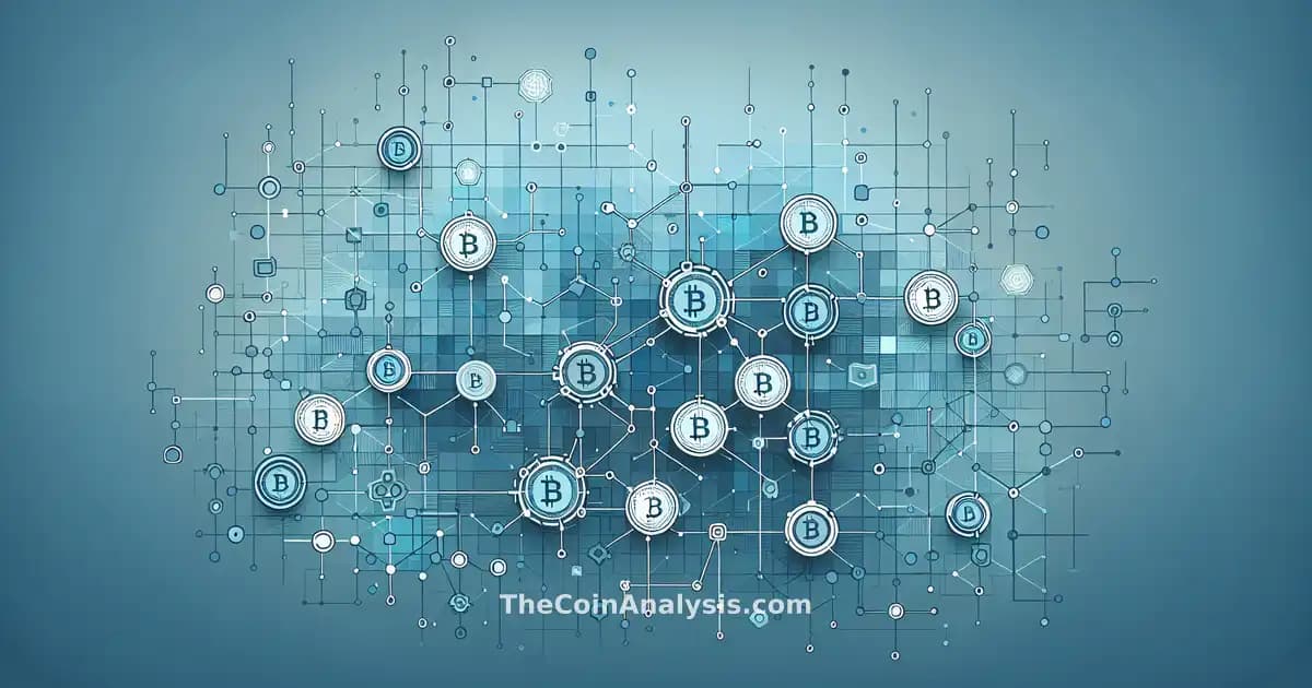 Abstract digital coins and interconnected blockchain nodes on a corporate tech gradient background symbolizing crypto privacy and regulation