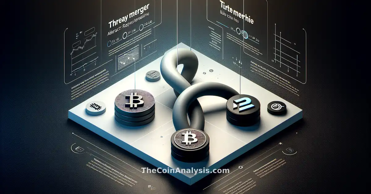 Infographic showing interconnected logos of Tether, Twenty One Capital, and Bitcoin merging into a unified symbol.