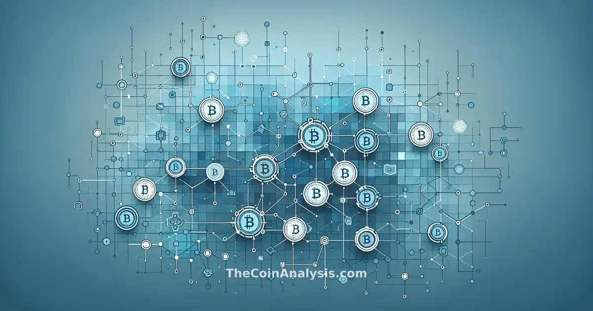 Abstract digital coins and interconnected blockchain nodes on a corporate tech gradient background symbolizing crypto privacy and regulation