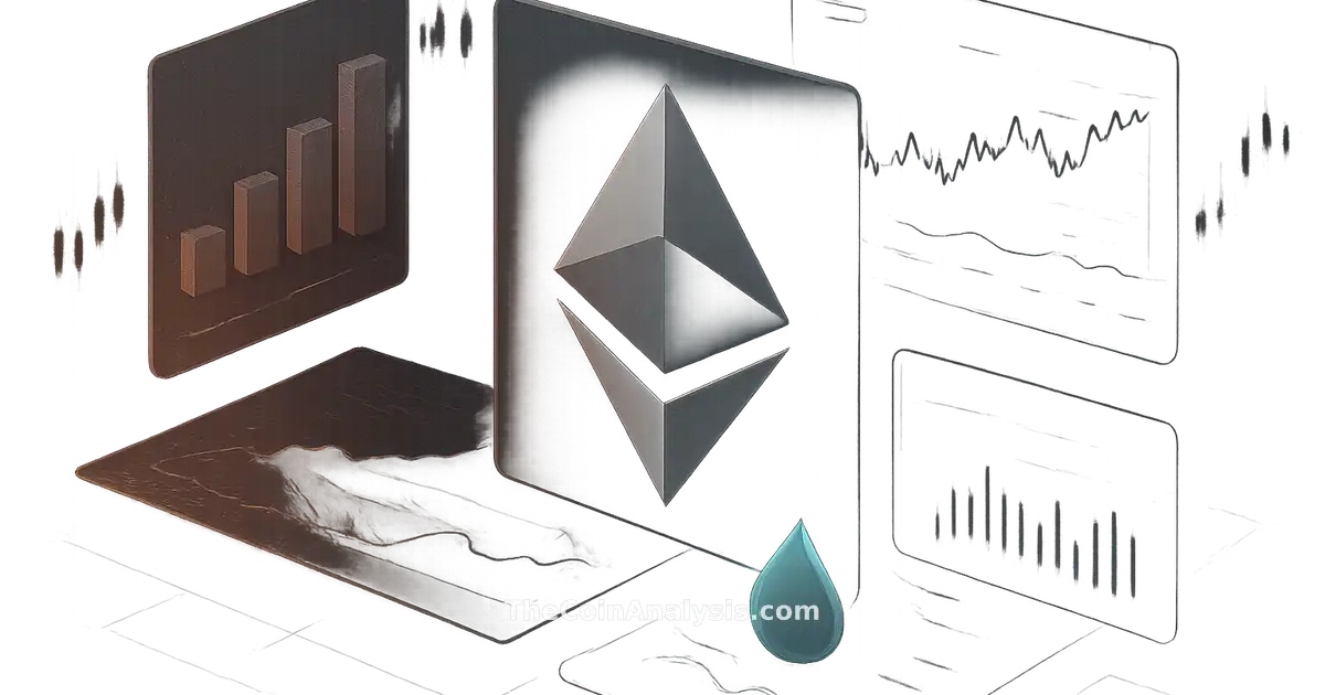 Isometric data visualization with translucent Ethereum and Aqua token symbols on a sleek frosted-glass DeFi dashboard