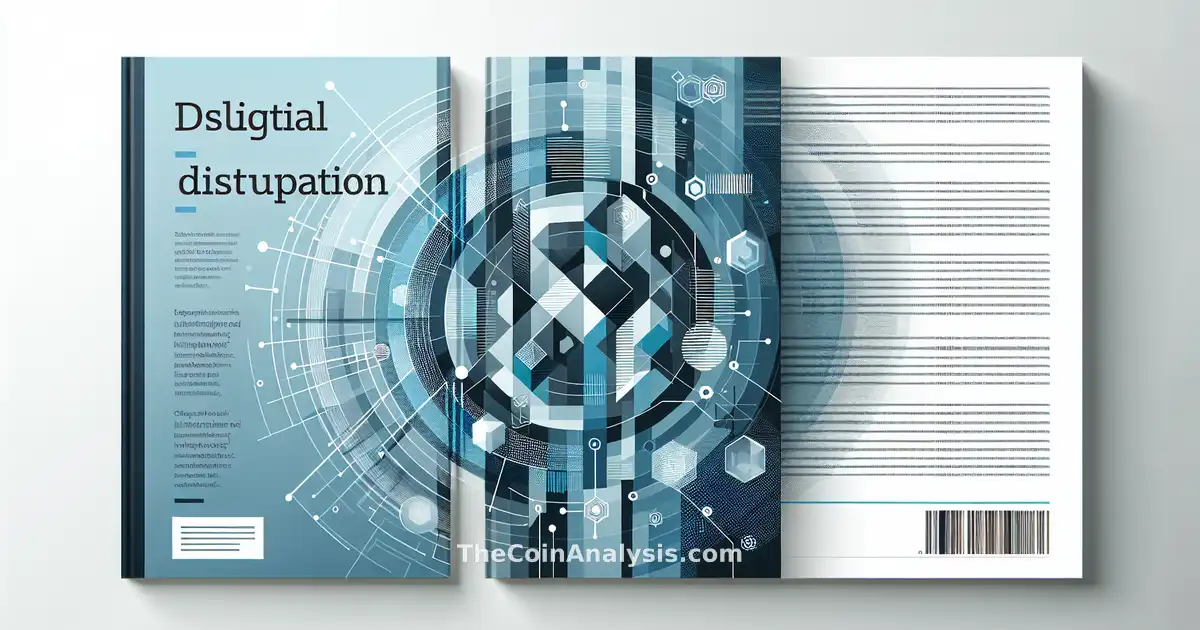Abstract geometric shapes in blue and gray tones symbolizing digital disruption and financial instability.