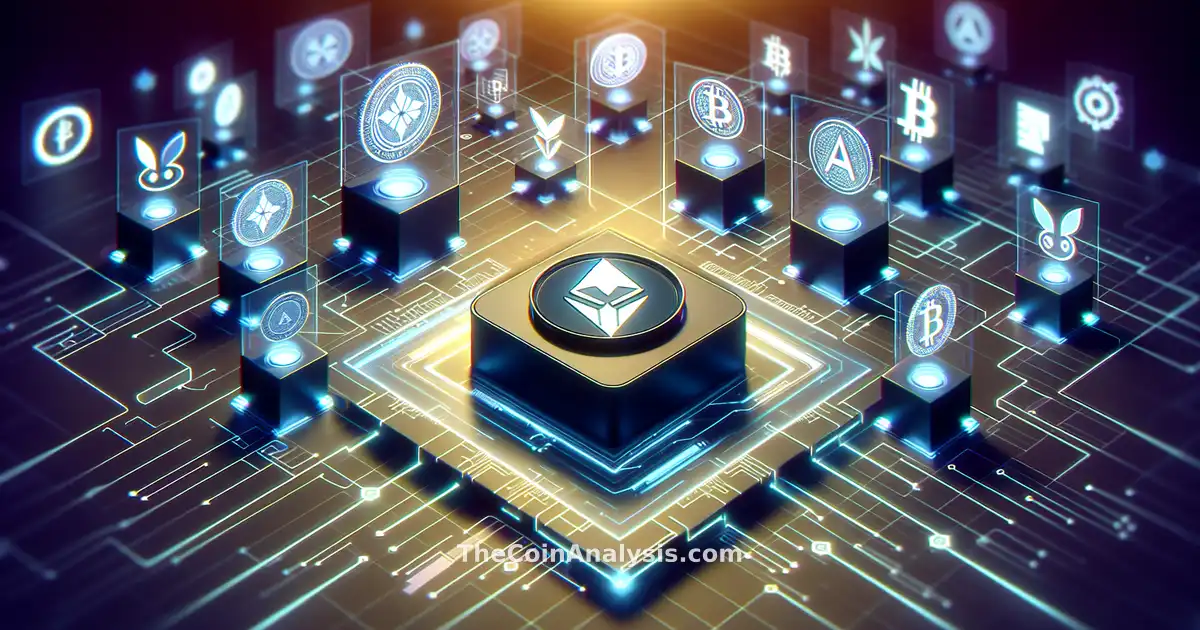 Stylized Ripple logo connected to digital assets, stablecoins, and blockchain bond icons on a futuristic grid background