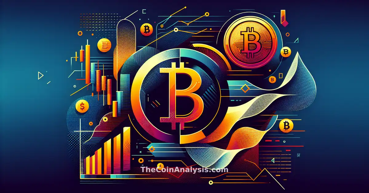 Digital illustration of abstract crypto coins intertwined with ascending financial graphs and institutional icons